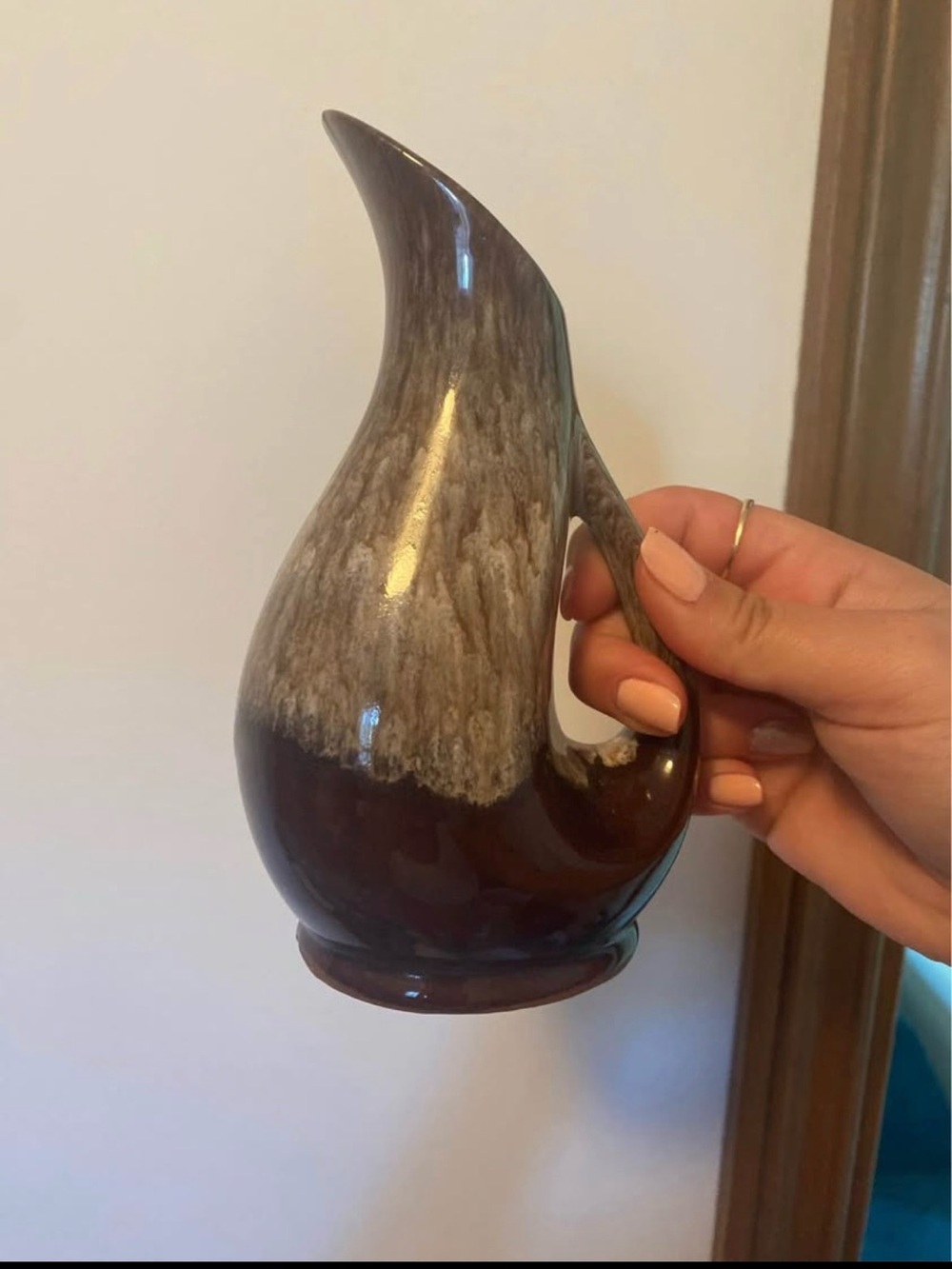Glazed Brown and Gray Ceramic Pitcher Vase - Home Accents
